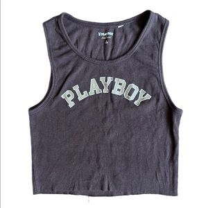 PLAYBOY x PACSUN Brown Logo Crop Top